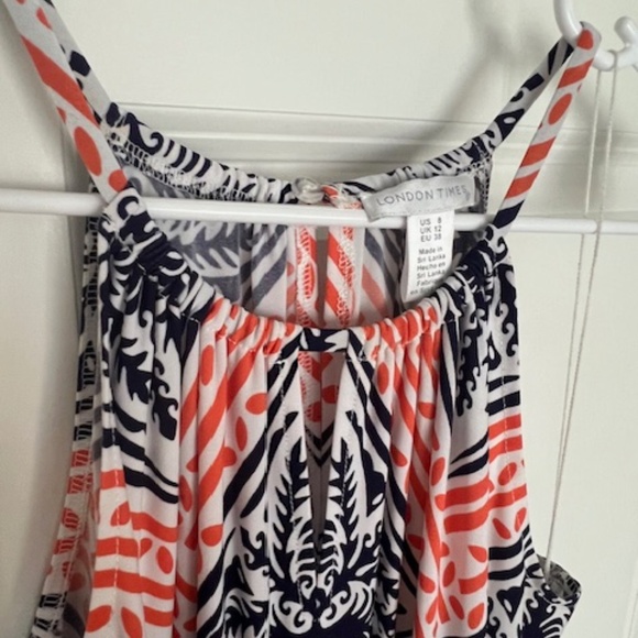 *LIKE NEW* London Times Blue Orange Maxi Dress - Size 8 - Picture 3 of 4